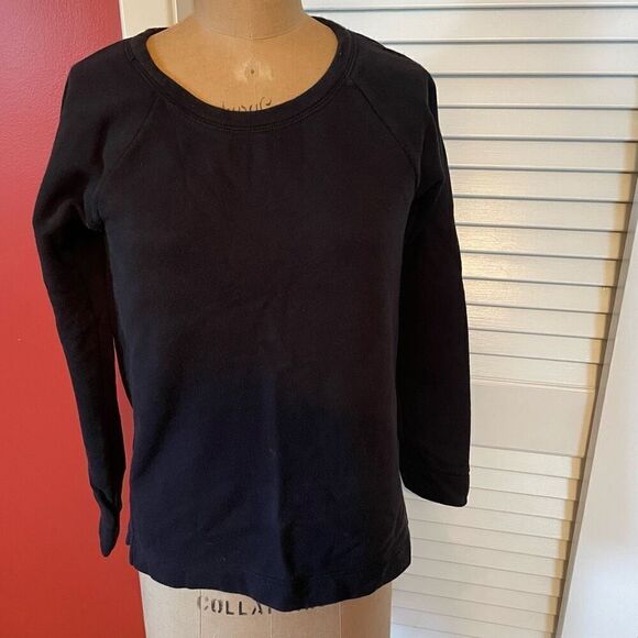 J CREW | black sweatshirt with suede elbow patches XS - Picture 1 of 8